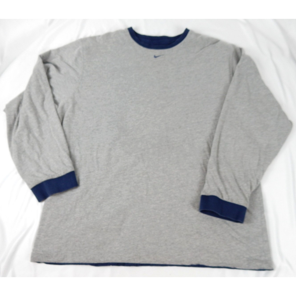 VTG Nike Basketball Reversible Long Sleeve Men XL Y2K Heavyweight Blue Grey - Picture 2 of 6